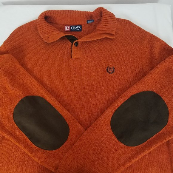 Chaps Sweaters Chaps 4 Button Sweater With Suede Elbow Patches